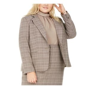 Bar III Brown Glen Plaid Polyester Blazer Only 20W